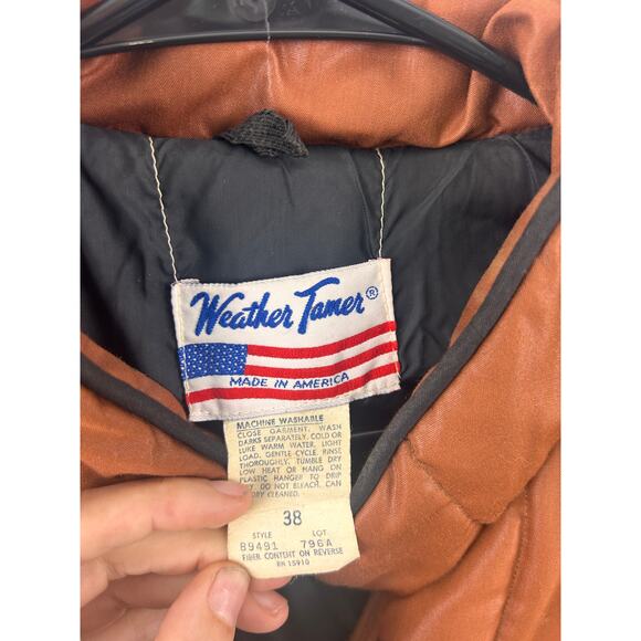 Weather Tamer Vintage Insulated Coat Men’s 38 Brown Quilted Zip Front USA Made - Picture 3 of 13